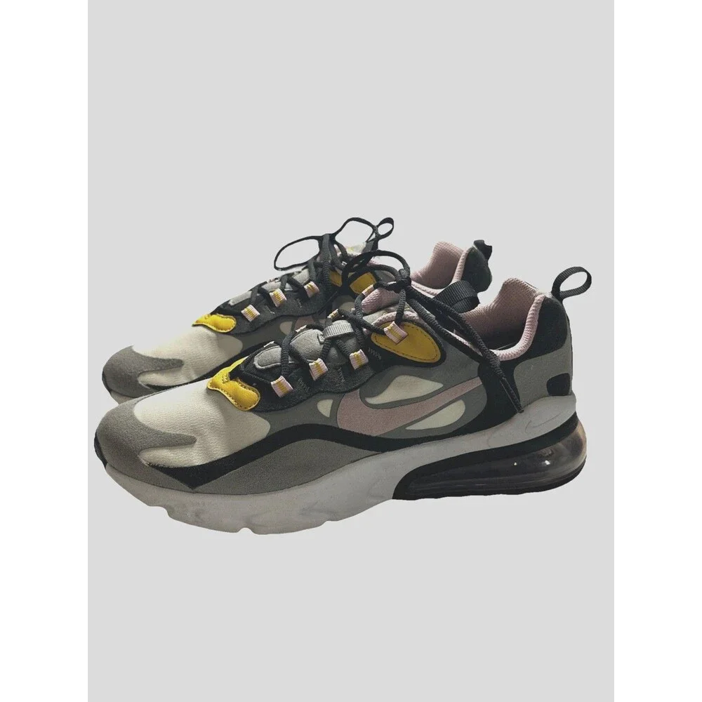Nike Air‎ Max 270 React Youth Size 7 Black White Pink Yellow Running Sneakers